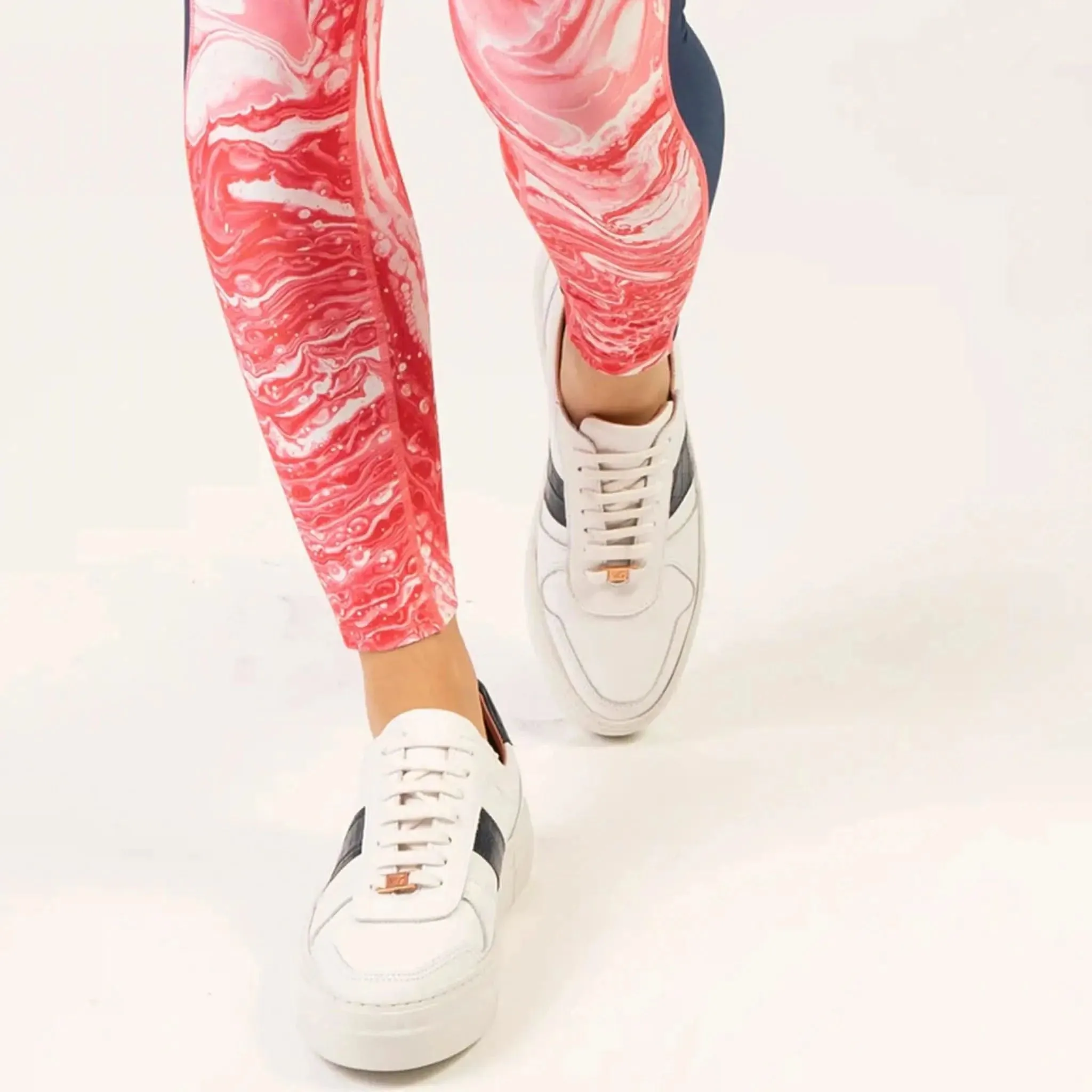 Stella White/Navy Leather Trainers