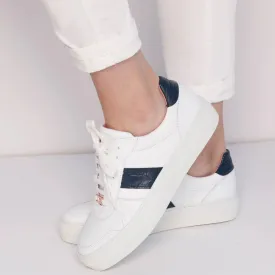 Stella White/Navy Leather Trainers