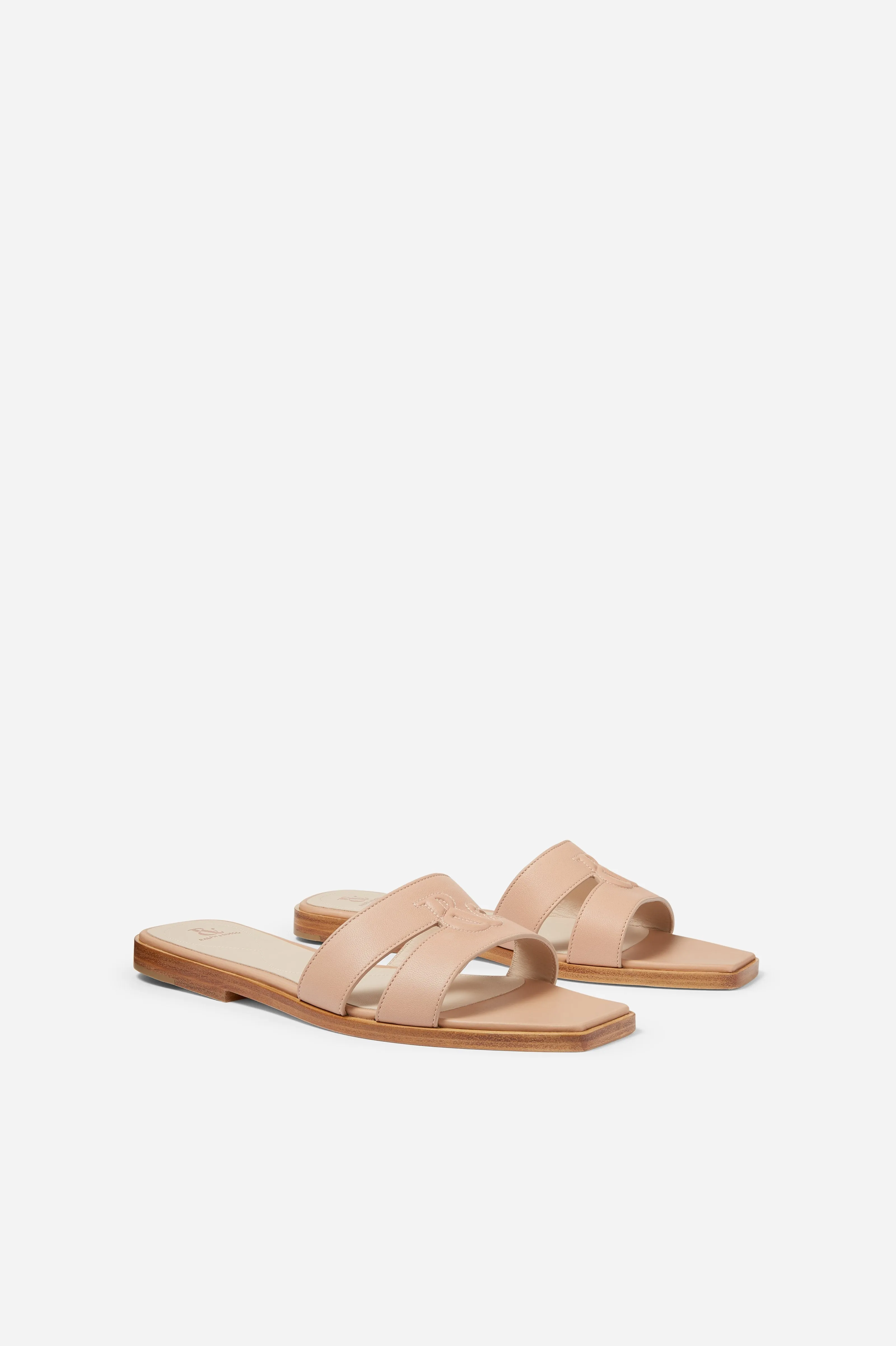 Tan Nappa Strap Slides