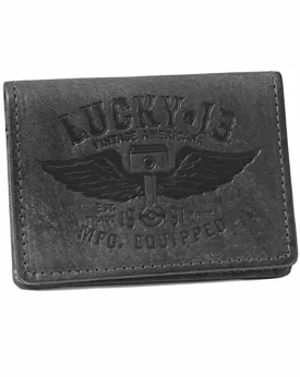 The WINGED PISTON Leather Card Holder Wallet - BLACK - A LUCKY13.COM EXCLUSIVE ITEM!