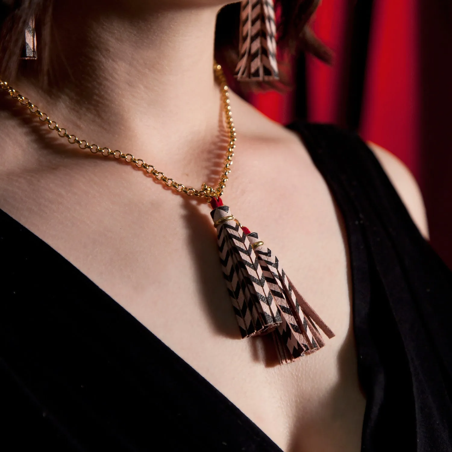 TWIN TASSEL TIE . necklace