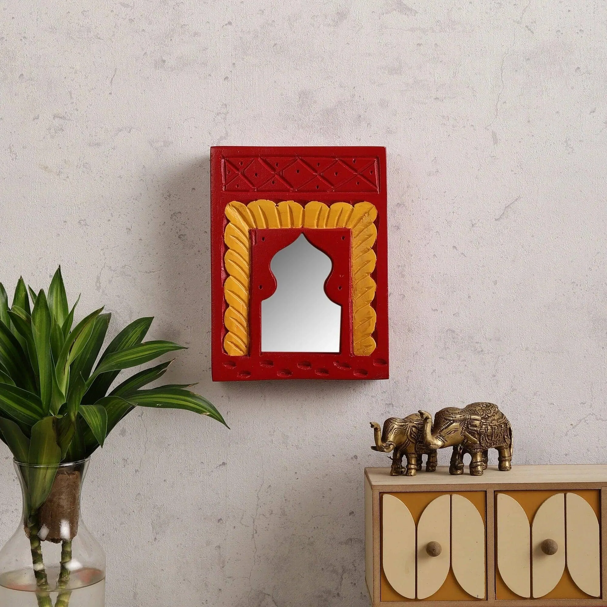 Vintage Small Jharoka Mirror 8.5x6.5 Inches