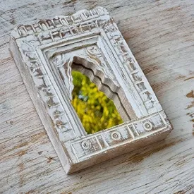 White Carved Small Mirror Frame