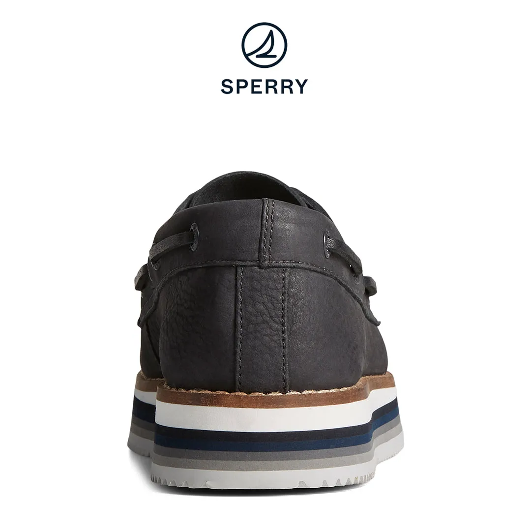 Women's Authentic Original Stacked Boat Shoe - Black (STS87116)