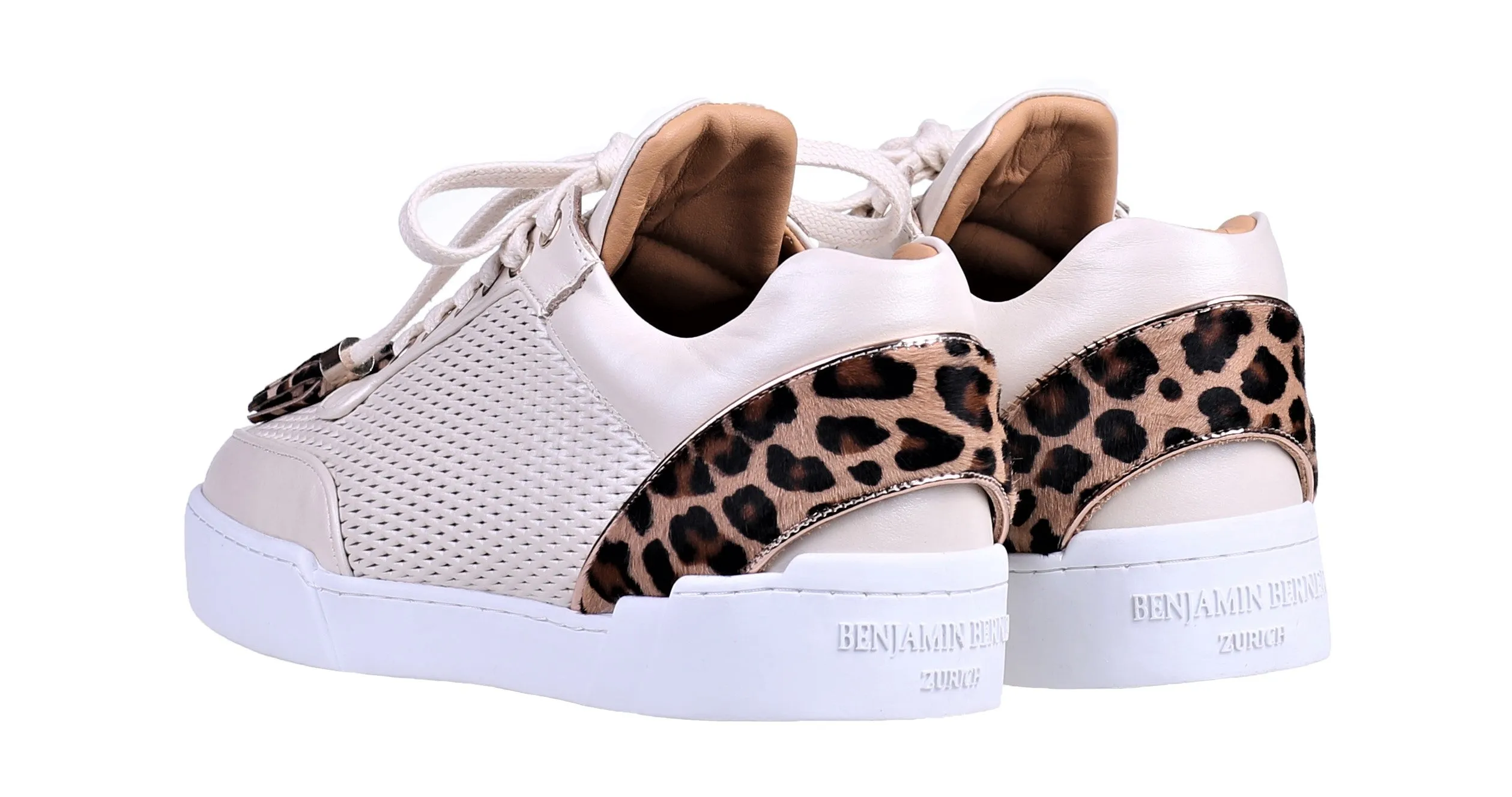 Women's Low-Top Vanilla Cream Silk Finish -Leopard Pony Skin