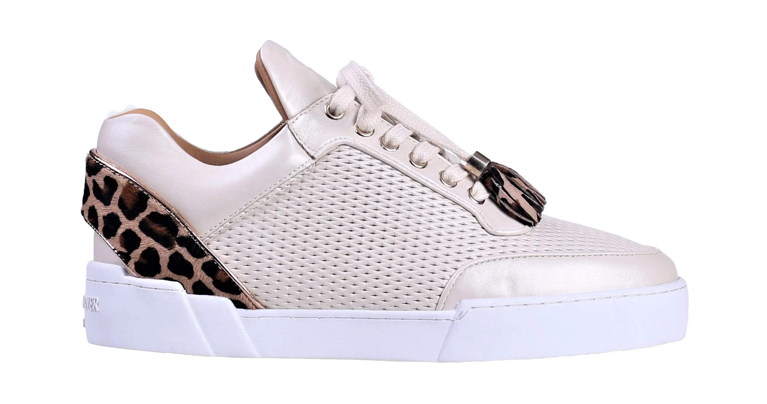 Women's Low-Top Vanilla Cream Silk Finish -Leopard Pony Skin