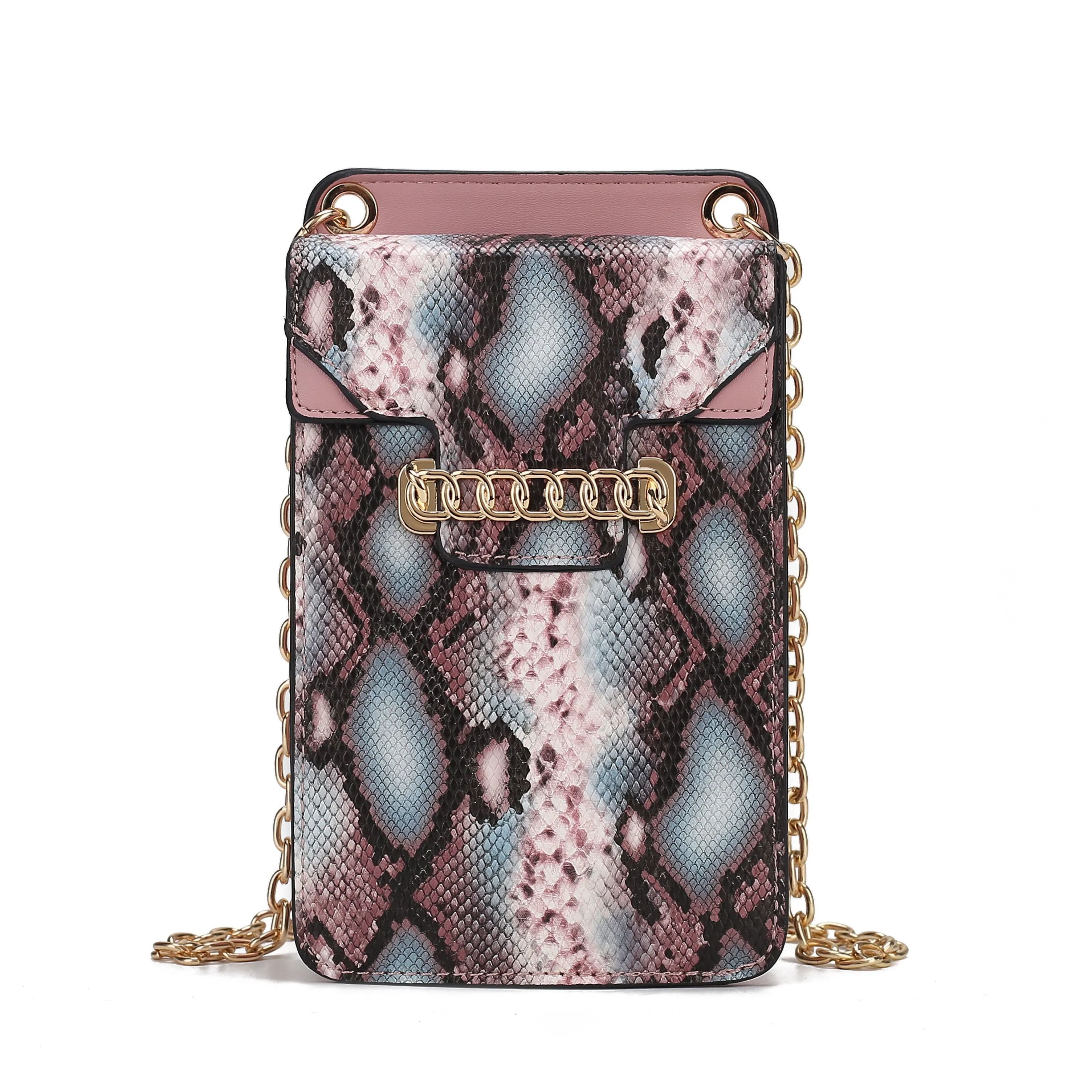 Yael Snake embossed Vegan Leather Women's Phone Crossbody Handbag
