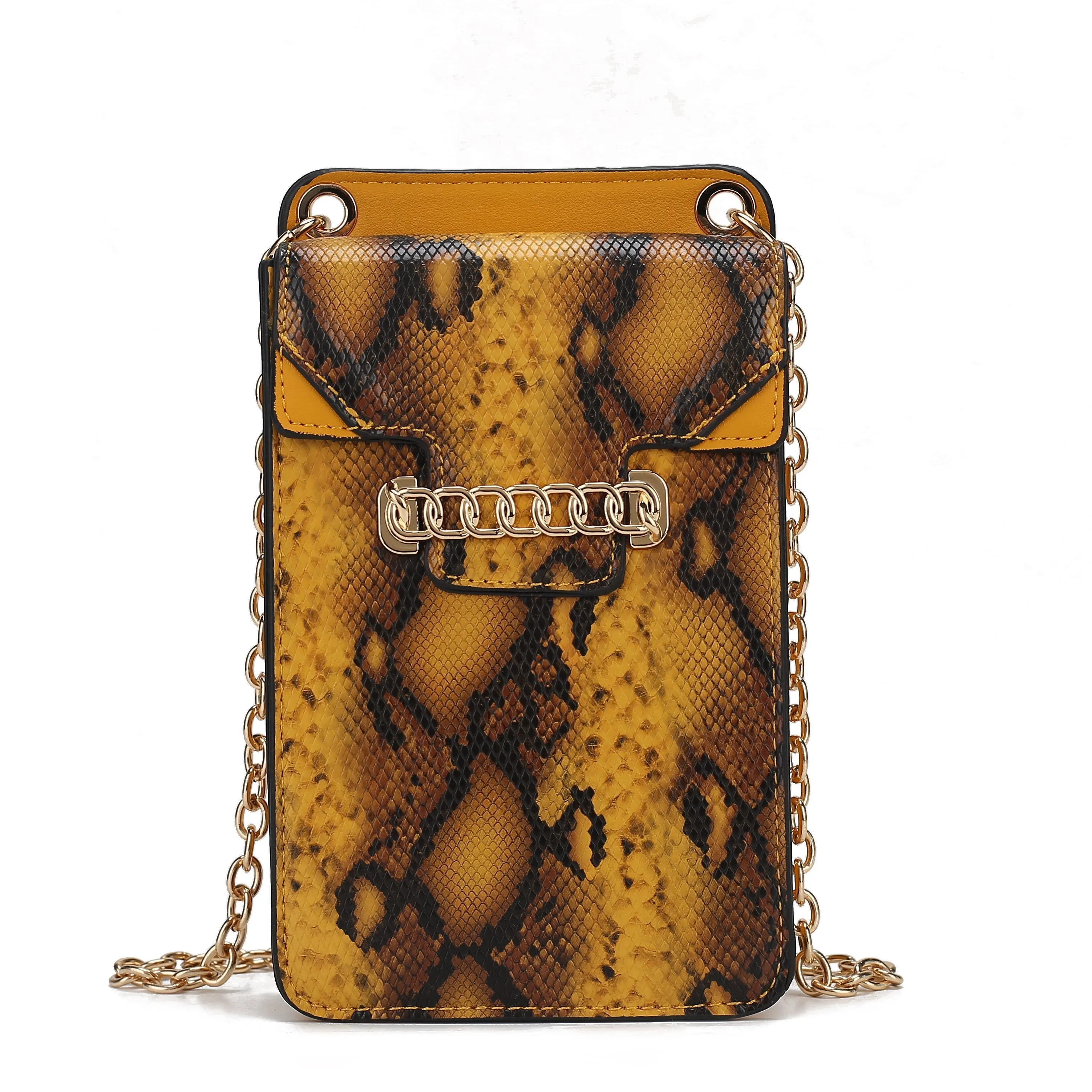 Yael Snake embossed Vegan Leather Women's Phone Crossbody Handbag
