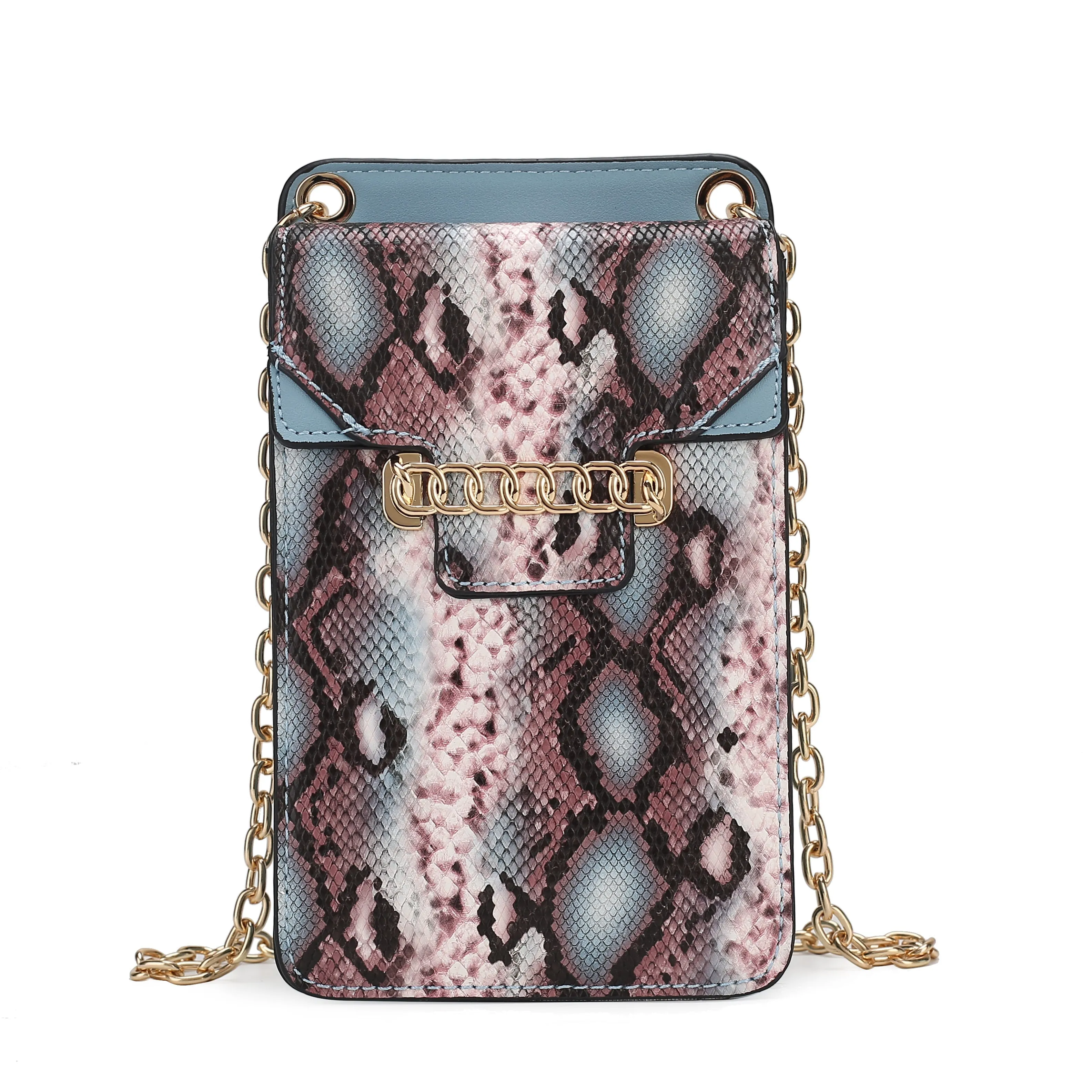 Yael Snake embossed Vegan Leather Women's Phone Crossbody Handbag
