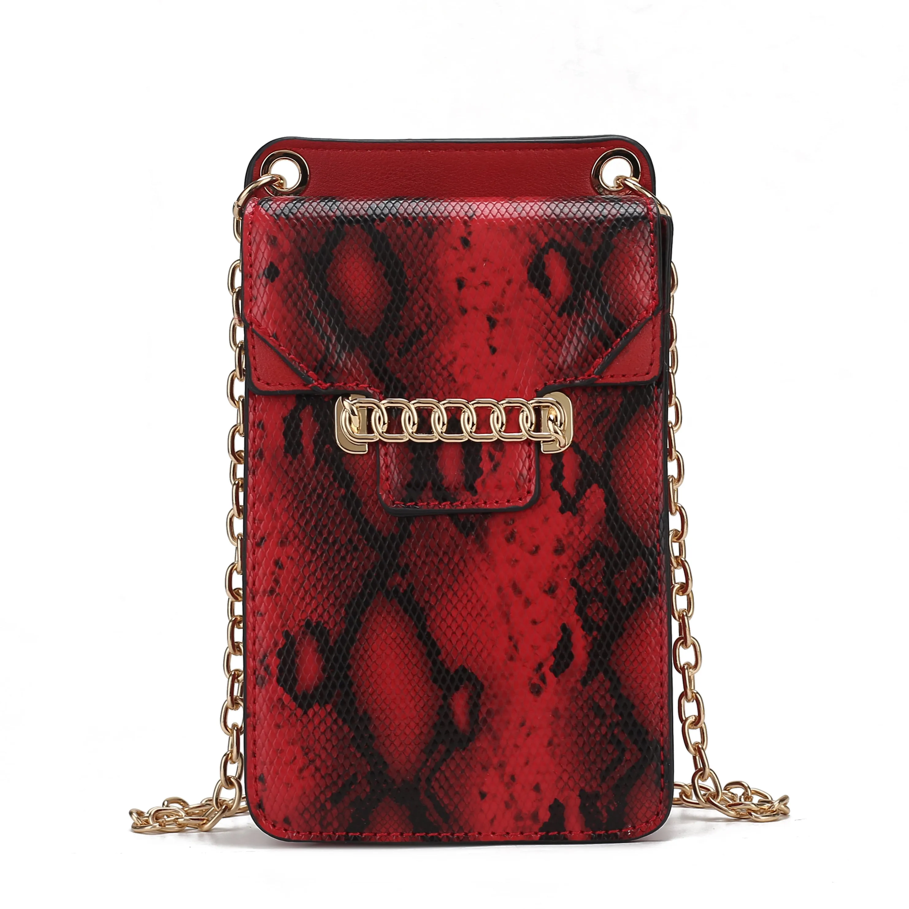 Yael Snake embossed Vegan Leather Women's Phone Crossbody Handbag
