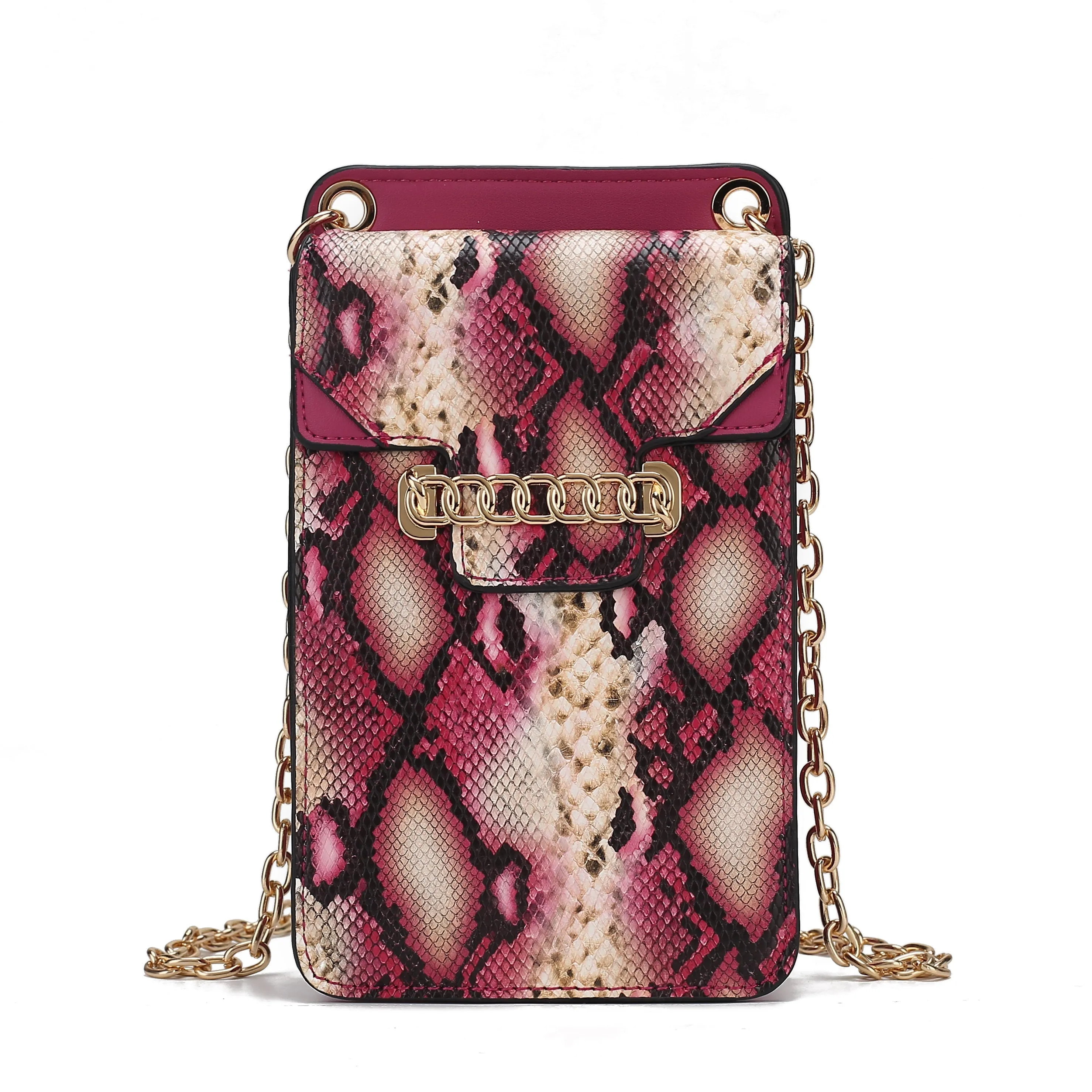 Yael Snake embossed Vegan Leather Women's Phone Crossbody Handbag